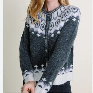 KILTE WOMENS THE KELLY CARDIGAN SWEATER FAIR ISLE SMALL WOOL CASHMERE